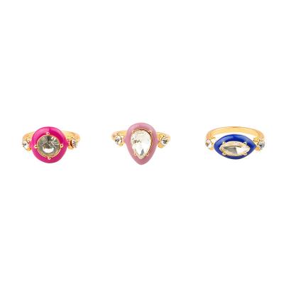 China CLASSIC Newcomers Fashion Designs Personality Creative Colorful Metal Beads Exaggerated Resin Rings for sale