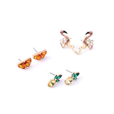 China Cute Fashionable Colorful Bohemian Animal Drip Oil Drip Flower Stud Earrings Delicate Jewelry For Women Girls for sale