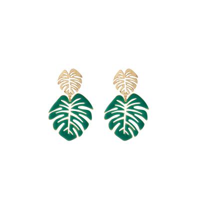 China Wholesale BOHEMIA Statement Palm Resin Drop Dangle Maple Leaf Jewelry Leaf Bohemian Earrings for sale