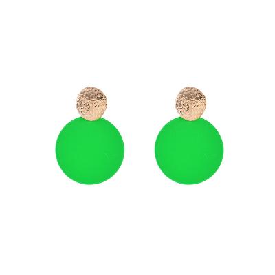 China Fashion Jewelry CLASSIC Gold Plated Plain Textured Round Green Dome Post Earring Accessories Zinc Alloy Women for sale