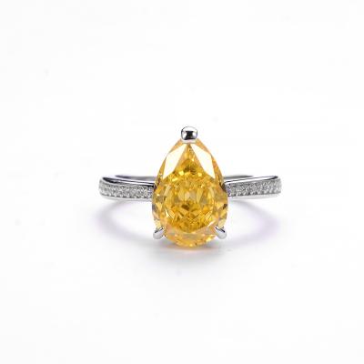 China CLASSIC factory sales 925 sterling silver yellow high carbon drill rings 1ct citrine diamond cut stone ring for sale