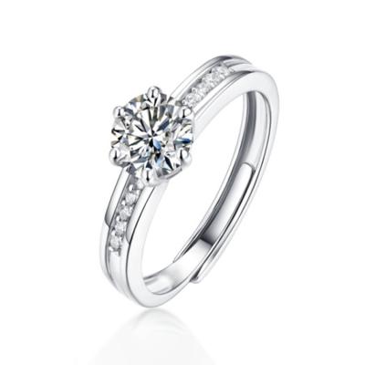 China CLASSIC wholesale trendy 18K white gold plated wedding jewelry engagement moissanite band sliver rings for sale