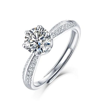 China Pure silver diamond wedding ring the wedding luxury trending hot wholesale engagement ring moissanite CLASSIC for sale