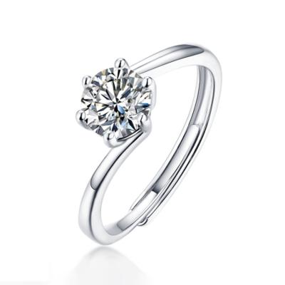 China OEM ODM 1 carat engagement 925 carat moissanite proposal CLASSIC high quality sterling silver ring with moissanite for sale