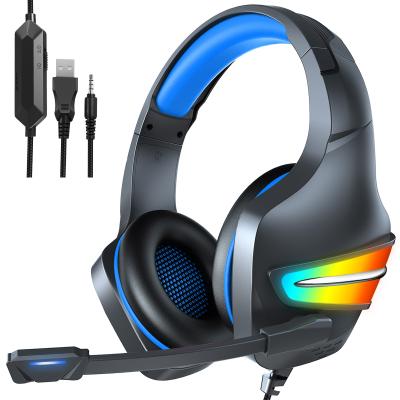 China Perfect Noise J6 Head-Mounted Gaming Headset With Microphone Wired Bass Headphones Colorful Glow LED Light Computer PC Stereo Headphones for sale