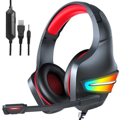 China Perfect Sound J6 Head-Mounted Gaming Headset With Microphone Wired Stereo Bass Headphones Colorful Glow LED Light For PC Computer Earphons for sale