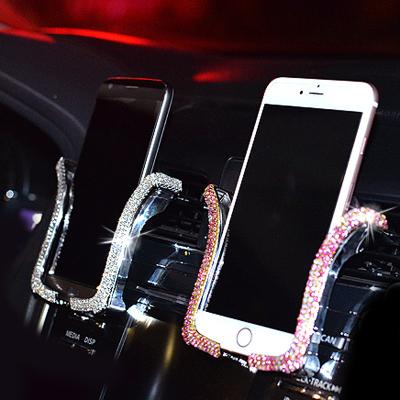 China Universal Adjustable Car Phone Holder With Bing Crystal Rhinestone Car Air Vent Mount Clip Mobile Phone Holder For iPhone Samsung Car Holder for sale