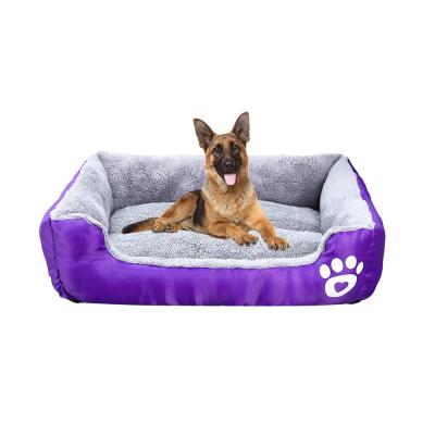 China Travel Rectangle Breathable Paw Print Comfortable Pets Dog Large Cats Sofa Bed for sale