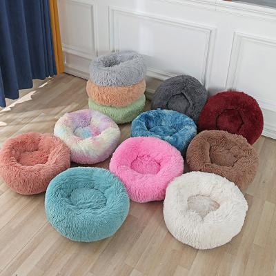 China Round Comfortable Travel Pet Bed Faux Fur Cuddler For Small Medium Large Dogs Ultra Soft Sleep Bed for sale