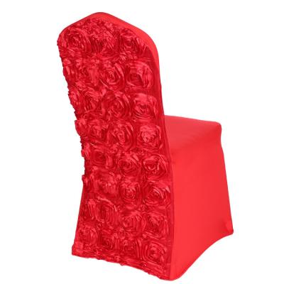 China Banquet Party Decoration White Reusable Spandex Rosette Wedding Chair Covers for sale