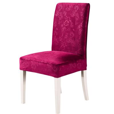 China Luxury Reusable Spandex Velvet 3D Rose Jacquard Parsons Chair Covers for Wedding for sale