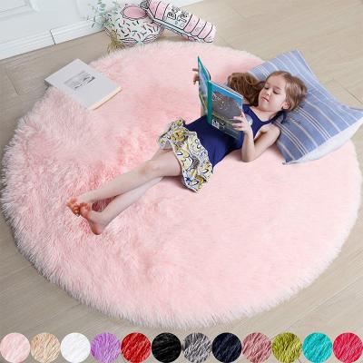 China Amazon Stain Hot Sale 4ft Bedroom Resistant Colorful Fluffy Circle Blanket Round Blanket For Kids Teens Room for sale