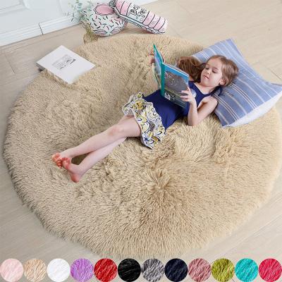 China Factory Sale Washable Circle Fluffy Blanket Bedroom Furry Round Carpet Blanket For Teens for sale