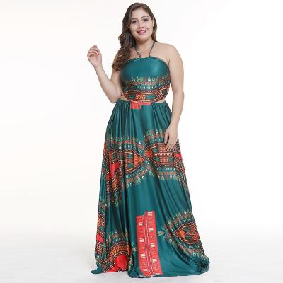 China Wholesale Anti-wrinkle Plus Size Elegant Dress Beach Backless Dress Plus Size Halter Printing Plus Size Party Dresses for sale