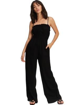 China new type fashion women Anti-wrinkle bargain price loose cotton off the shoulder overalls/canvas long pants loose cotton all season full length for sale