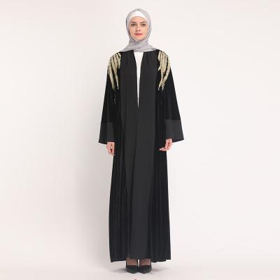 China Modest Muslimah Styling 2021 Summer Women's New Color Floral Embroidered V-Neckline Abaya Dress Women's Muslim Abaya Long for sale