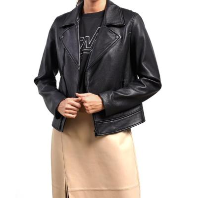 China Anti-wrinkle leather jacket women's short Korean jacket thin casual women's wear spring and autumn lapel for sale