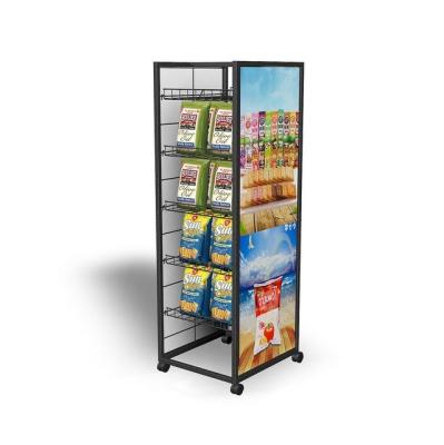 China Hot Selling Cheap Custom Popular Wire Shelf Metal Food Display Racks For Convenience Stores And Snack Bars for sale