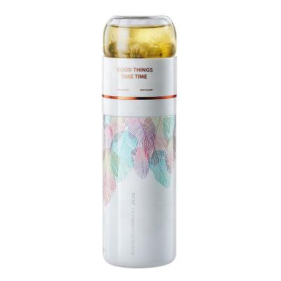 China Relea PORTABLE 400ML Custom Logo Stainless Steel Double Wall Insulated Vacuum Bottle With Tea Strainer for sale