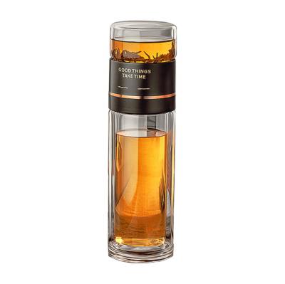 China Relea Double Wall Glass Water Bottle 300ML Borosilicate Tea Infuser Bottle Male Glass Private Label for sale