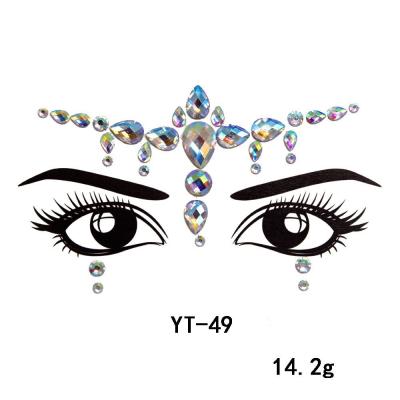 China New Design Natural Resin Temporary Face Stone Fake Tattoo Temporary Stickers For Festival Party for sale