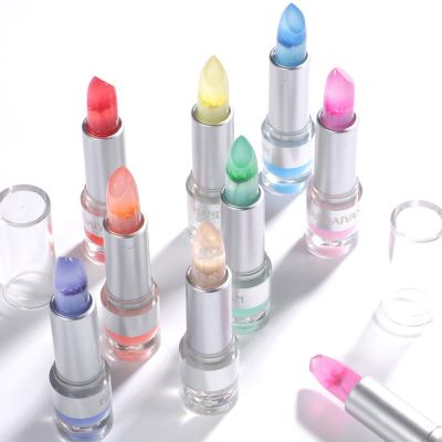 China Waterproof Flower Inside Low Moq Jelly Color Change Lip Balm Lipstick Tubes Moisturizing Lipstick Lipstick for sale