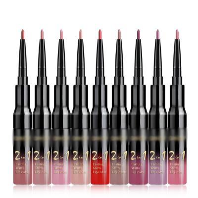 China Waterproof Fashion New Two In One Matte Lipstick And Lip Liner Double Master Pencil Waterproof Lip Cream Liner for sale