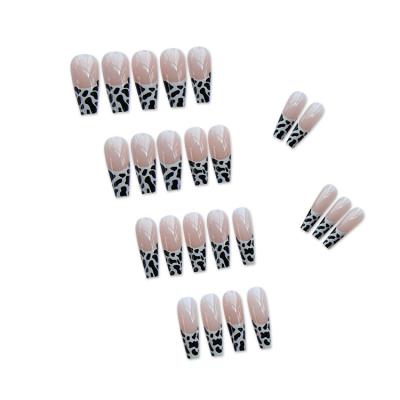 China Creative Design Long Ballerina Series Splicing Nail Tips Suppliers Packaging Customization Leopard Fake Nail for sale