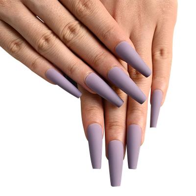 China Wholesale Matte Artificial Art Press Nails Extra Long Piece Long Design Solid Color Ballerina Press On Nail False Nails for sale