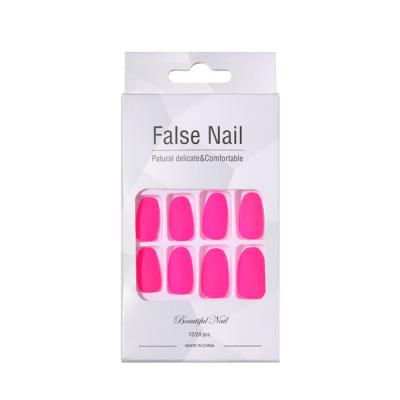 China Short Round Portable Design Fluorescent Patch Nail Boxed Solid Color Nails Detachable Waterproof Nail for sale