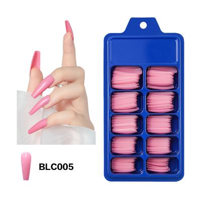 China 100pcs Solid Color Eco-friendly Material Ballerina Full Cover False Nails Long Press On False Nails for sale