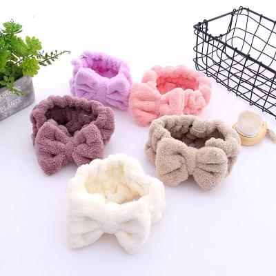 China Colorful High Quality Environmentally Friendly Coral Fleece Hair Ties For Women Bow Girls Cute Scrunchy Hair Ties for sale