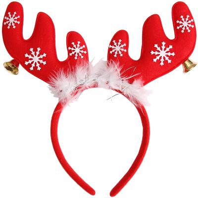 China Environmentally Friendly Cute Funny Women Wash Face Hair Band Plush Christmas Antler Elastic Headband for sale