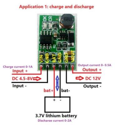 China 12V 2in1 Lithium Battery Charger and 3.7V 5V to 12VDC Discharger Board DC-DC Converter Booster Module for IP PTZ Diy 12V 2in1 UPS Camera for sale