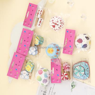 China Waterproof paper supermarket headcard with oppbag cmyk printing paper muffin liners cupcake tin packaging colorful baking oilproof with selection for sale