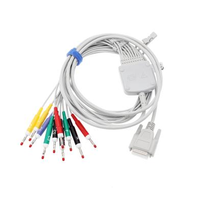 China Compatible TPU 10/12 Leads Nihon Kohden Connector EKG Cable (With Screws) 9130 ECG Cable for sale