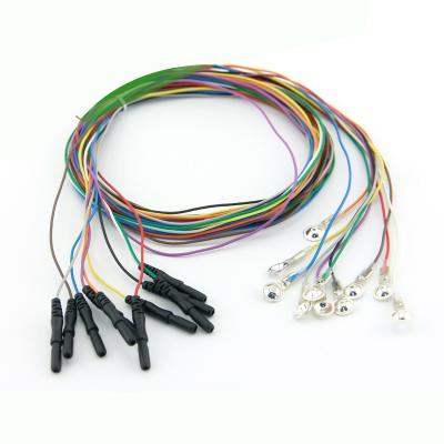 China Din 1.5 Colored TPU EEG Cup Electrodes with AgCl Plated Cup, 1.5m, Brain Leads CH033H for sale