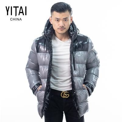 China Custom Fashion Zipper Raincoat Shiny Winter Men Stripper Bomber Waterproof Coat for sale