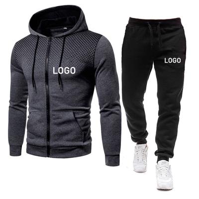 China 2021 High Quality Cotton Viable Private Label Zipper Streetwear Embossed Full Logo Hoodi Jacket Hoodies Set Custom Mens for sale