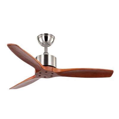 China Home 52 inch power saving AC motor large 3 solid wood ceiling fan without light for sale