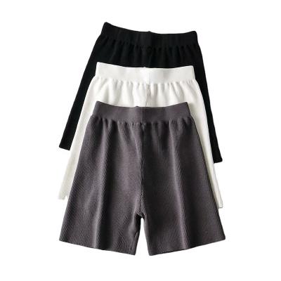 China Custom Logo Summer Polyester Casual Comfortable Anti-wrinkle Solid Color Daily Elastic Ladies Sport Shorts for sale