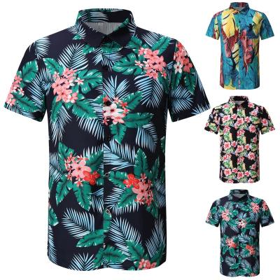 China Anti-pilling European Fashion Slim Floral Polo Short-sleeved Lapel New Summer 2022 Short-sleeved Plus Size Men's Shirts for sale