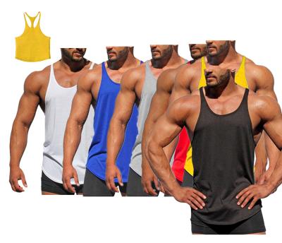 China Custom Logo Solid Color Mens Anti-pilling Sports Vest Tank Top Slim Camisole Men I-back Cotton Bodybuilding Fitness Bodybuilding Belt Tank Top for sale