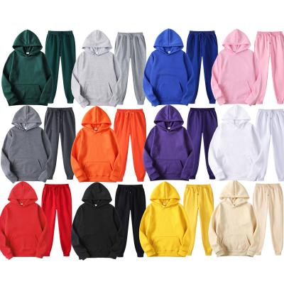 China Anti-pilling Wholesale hot set of women and men hoodies black brown fashionable winter sweatpants for sale