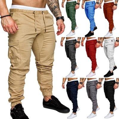 China Custom Logo Men Casual Jogger Pants Solid Color Breathable Cargo Multi-pockets Pants And Trousers for sale