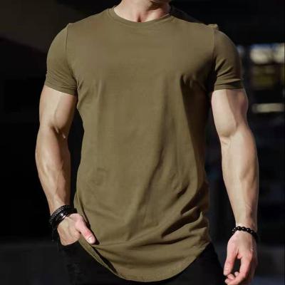 China Summer Men Loose Solid Logo Breathable Custom Color Sports Short Sleeve Casual Simple T-Shirt for sale