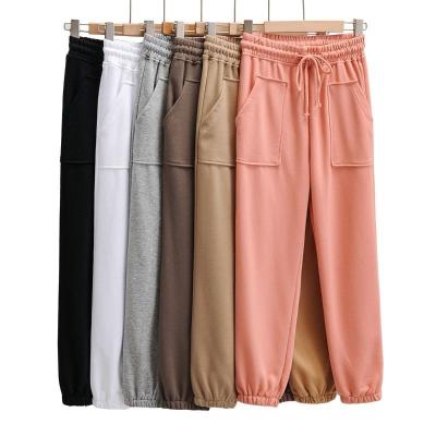 China Wholesale Anti-Wrinkle Big Waist Jogger Pants Drawstring High Bow Tie Pocket Sports Pants for sale