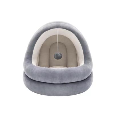 China Breathable Cats Beds Around Soft Plush Burrowing Cave Hooded Donut For Pets Faux Fur Cuddler Around Comfortable Individual Pet Heating Bed for sale