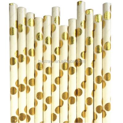 China Eco-friendly Fashion Health Golden Paper Wrapped Hot-stamping Straw for sale
