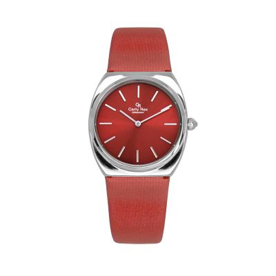 China OEM Silver Stainless Steel Analog Clean Design Water Resistant Slim Leather Strap Ladies Watch for sale